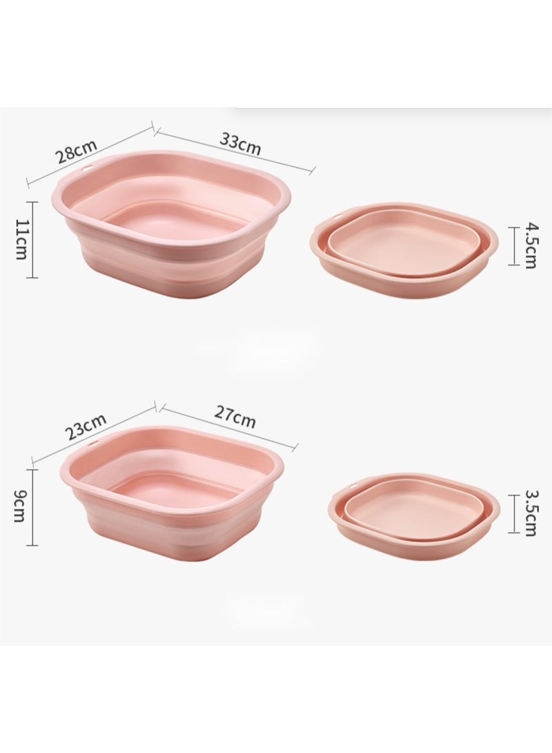 Arabest Collapsible Wash Basin Set of 2, Foldable Small Medium Size Wash Basin, Portable Plastic Basins for Laundry, Bottles, Travel, Camping (Pink) - Image 2